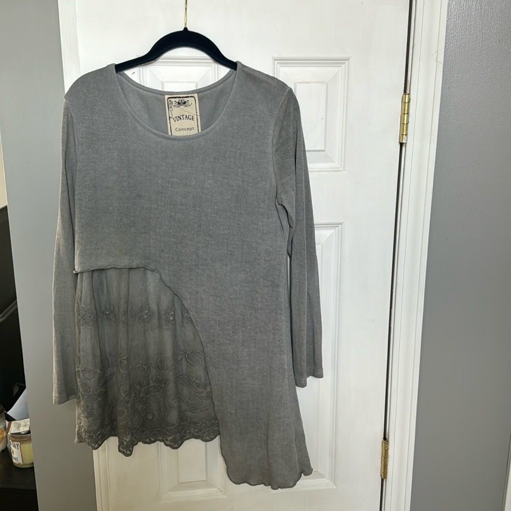 Vintage Concepts Gray Lace Top